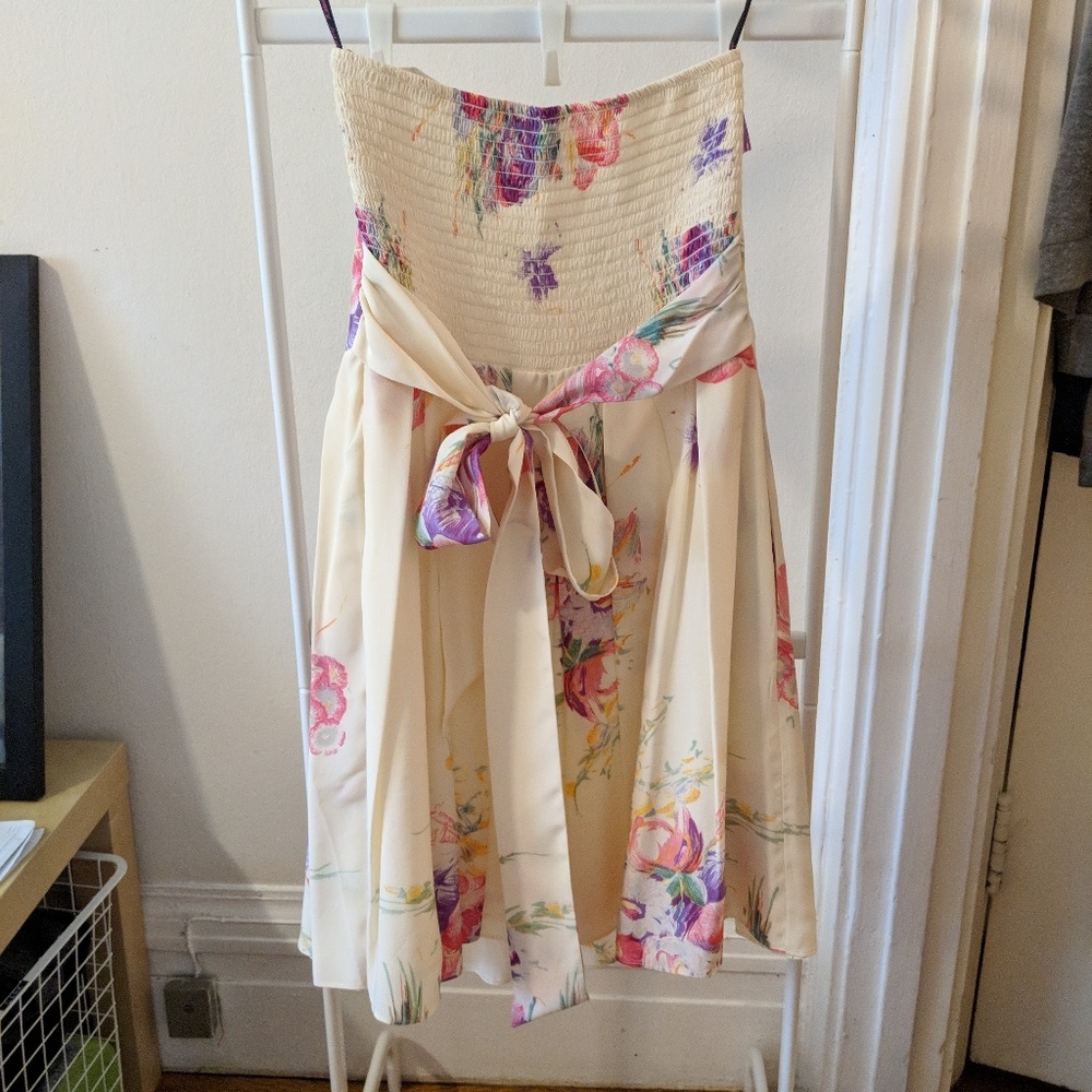 Betsey Johnson Strapless Cream and Flower Dress - Picture 3 of 6